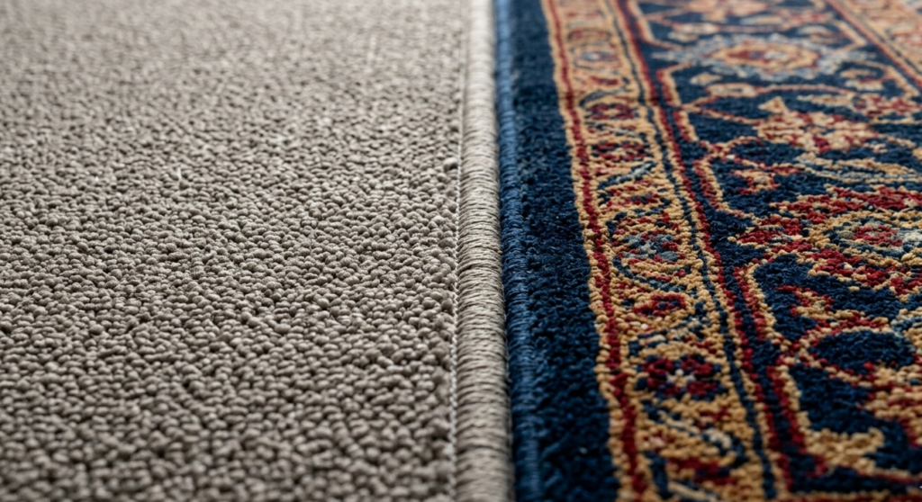 A close-up texture shot of a best rated carpet from the in stock carpet collection. This macro view highlights the quality of Home Depot carpet and the intricate detail achieved during a professional Home Depot carpet installation regardless of the carpet installation cost.