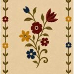 Lioravine hand tufted floral rug with cream background, colorful botanical flowers, leafy vines and an ornamental border