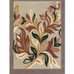 Virellia hand tufted floral carpet with cream background and flowing red, mustard, green, brown, and blush botanical motifs