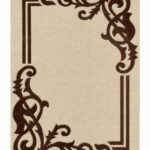 Elvarenne hand tufted ivory carpet with dark brown botanical ornaments and a refined double-line border