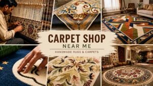 Carpet shop near me featuring handmade rugs, hand knotted carpets, and artisan carpet craftsmanship
