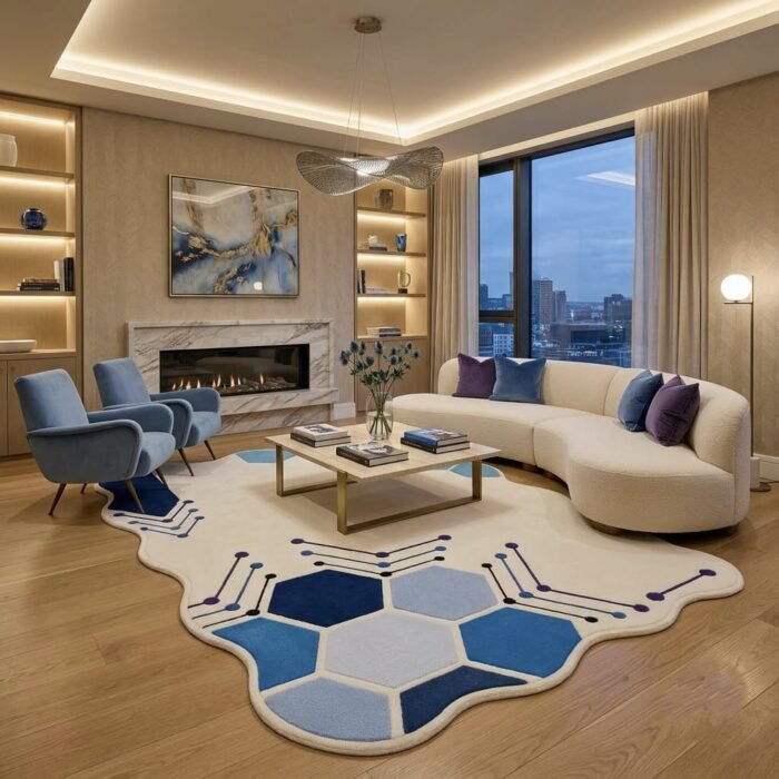 Hexa Circuit Rug handmade rug - Indian Carpets