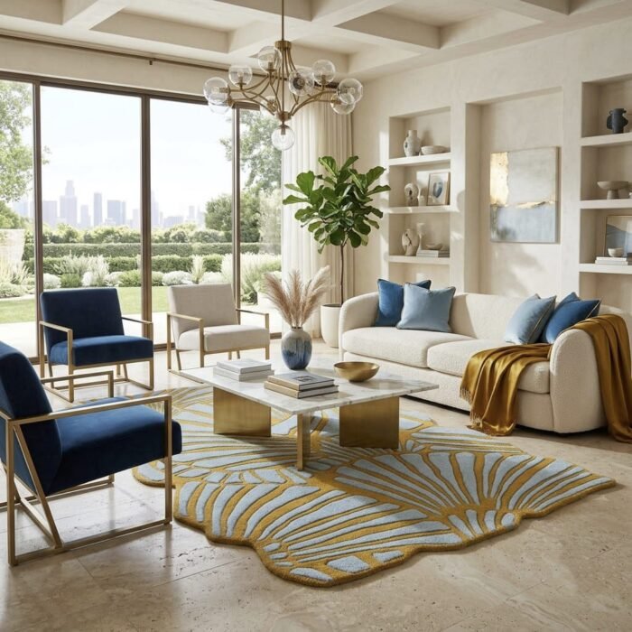 Golden Shellburst Rug handmade rug - Indian Carpets