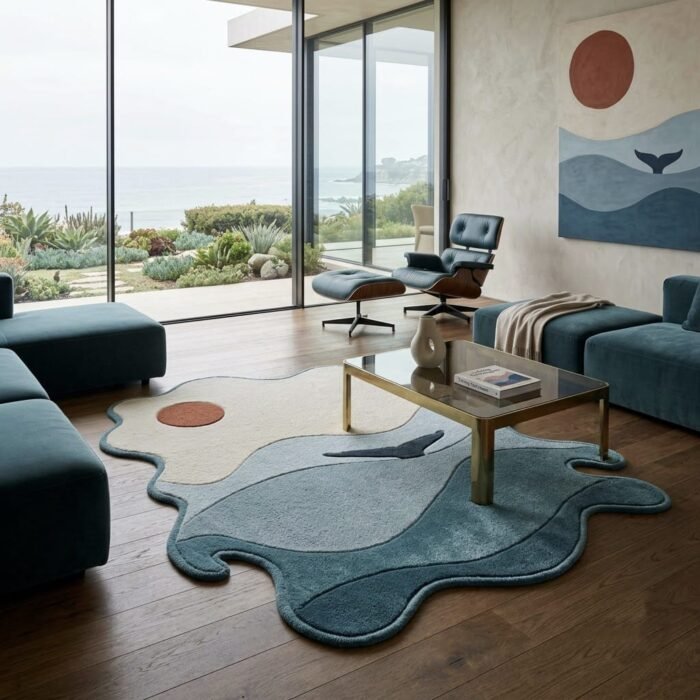 Whale Tide Rug handmade rug - Indian Carpets
