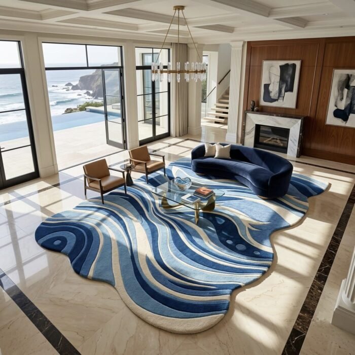 Ocean Current Rug handmade rug - Indian Carpets