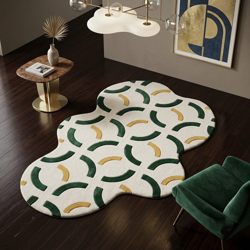 Green Gold Arc Rug