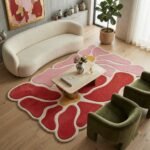 Red Pink Floral Rug View 4