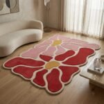 Red Pink Floral Rug View 5