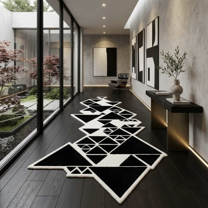 Broken Triangle Runner Rug handmade rug - Indian Carpets