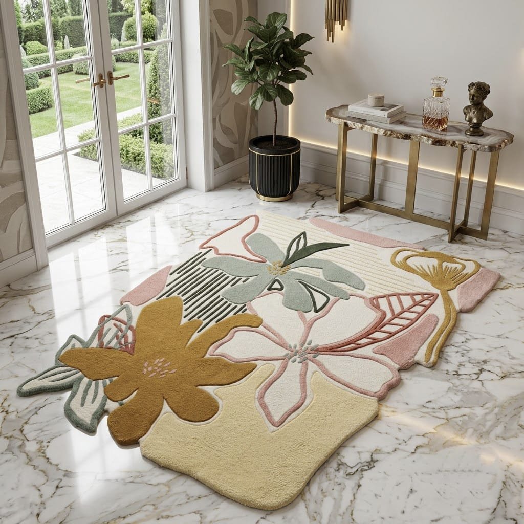 Mustard Bloom Floral Rug