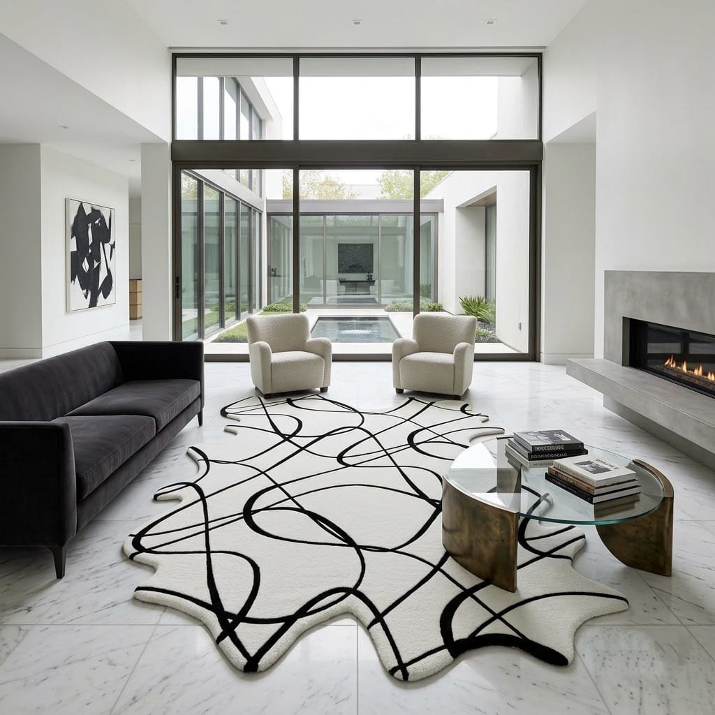 Ink Flow Abstract Rug