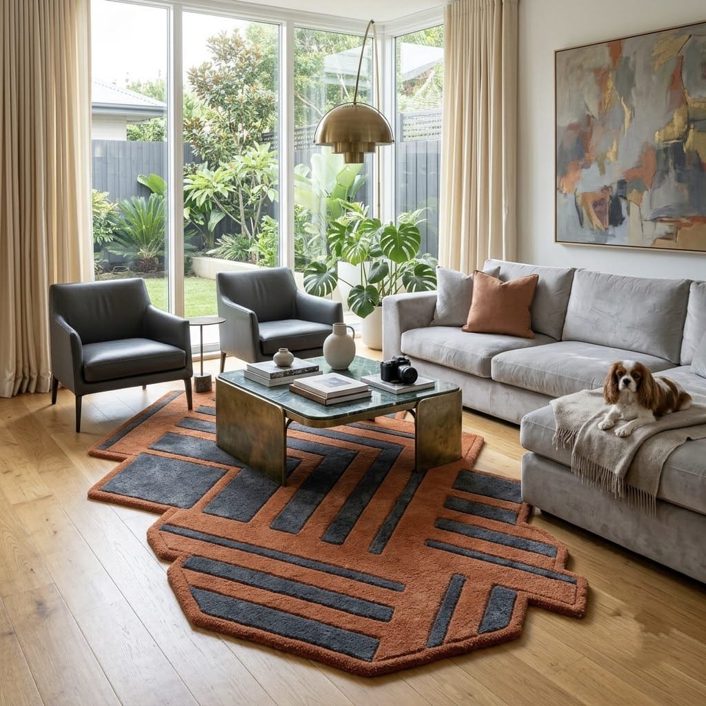 Terracotta Geometric Rug