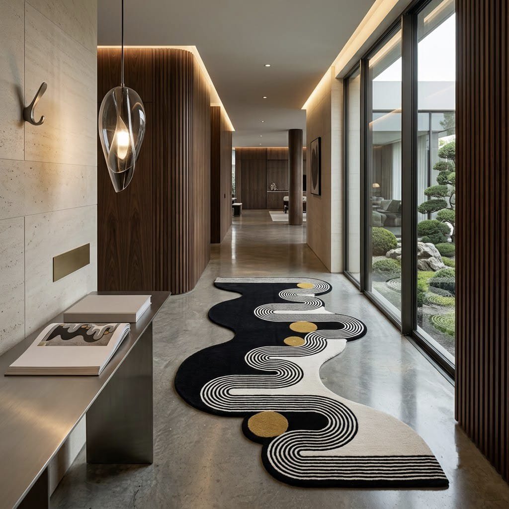 Black Gold Wave Runner Rug