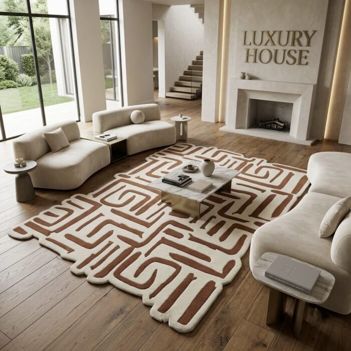 Cedar Maze Abstract Rug handmade rug - Indian Carpets