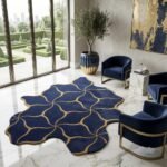 Navy Geometric Petal Rug View 5