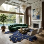 Navy Geometric Petal Rug View 4