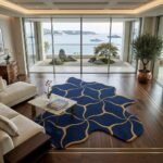 Navy Geometric Petal Rug View 2