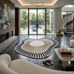 Navy Blue Scalloped Rug View 3