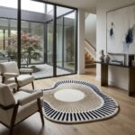 Navy Blue Scalloped Rug View 4