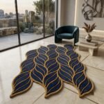 Gilded Navy Leaf Rug View 2