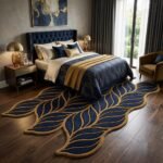 Gilded Navy Leaf Rug View 4