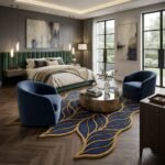 Gilded Navy Leaf Rug View 6
