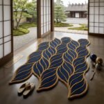 Gilded Navy Leaf Rug View 7
