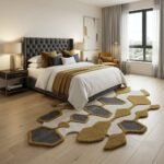 Ochre Pebble Network Rug View 3