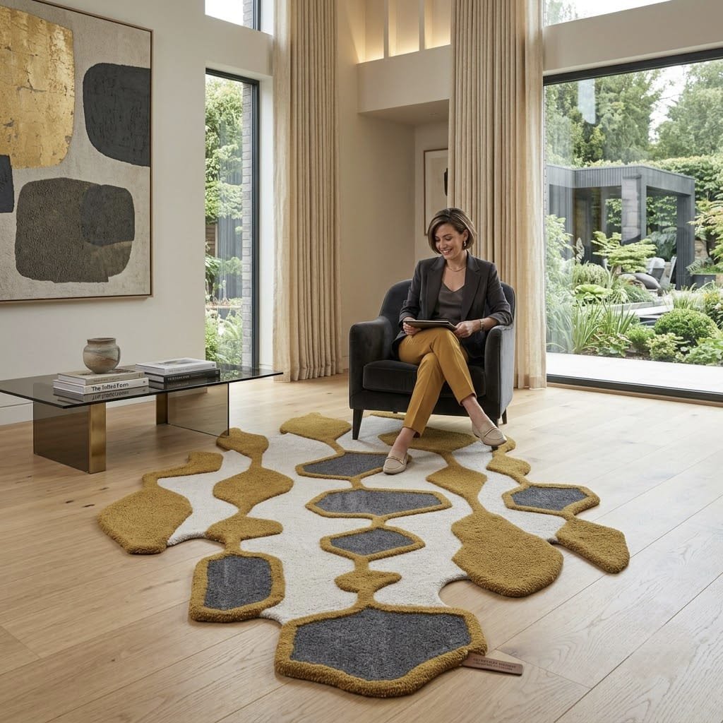 Ochre Pebble Network Rug