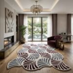 Burgundy Fan Mosaic Rug View 7