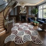 Burgundy Fan Mosaic Rug View 2