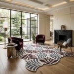 Burgundy Fan Mosaic Rug View 5