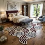 Burgundy Fan Mosaic Rug View 4