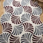 Burgundy Fan Mosaic Rug View 3