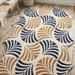 Navy Tan Abstract Rug View 4