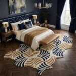Navy Tan Abstract Rug View 3