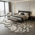 Ivory Ink Contour Abstract Rug View 5