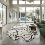 Ivory Ink Contour Abstract Rug View 2
