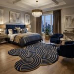 Navy Gilded Flow Rug View 2