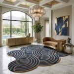 Navy Gilded Flow Rug View 4