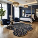 Navy Gilded Flow Rug View 5