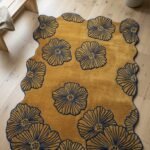 Golden Navy Floral Rug View 3
