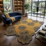 Golden Navy Floral Rug View 2