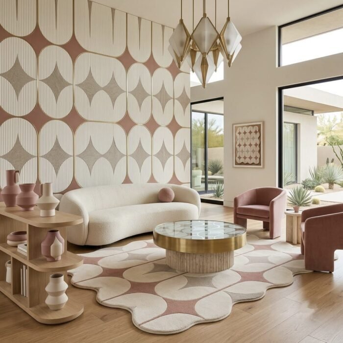 Geometric Scallop Rug handmade rug - Indian Carpets