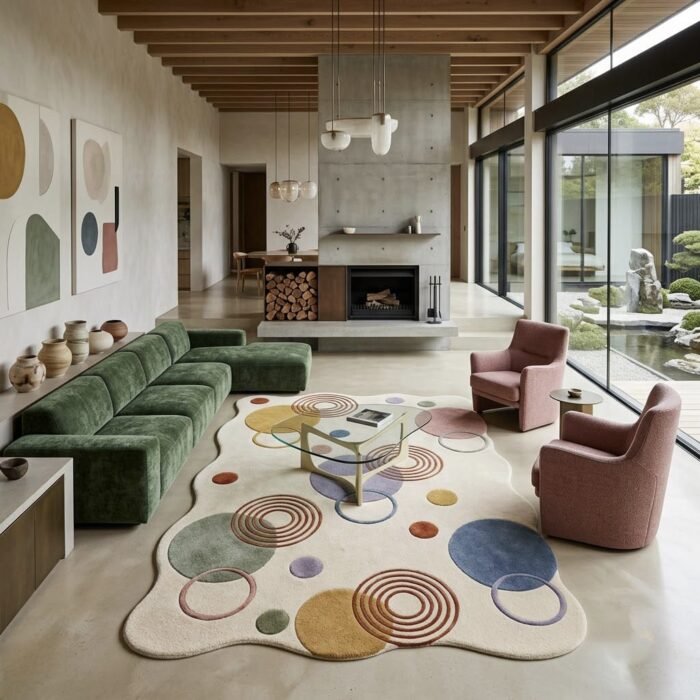 Abstract Circle Rug handmade rug - Indian Carpets