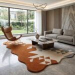 Modern Orange Gray Geometric Rug View 5