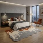 Modern Orange Gray Geometric Rug View 4