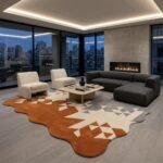 Modern Orange Gray Geometric Rug View 6