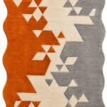 Modern Orange Gray Geometric Rug View 7