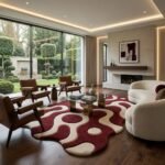 Burgundy Abstract Rug View 2